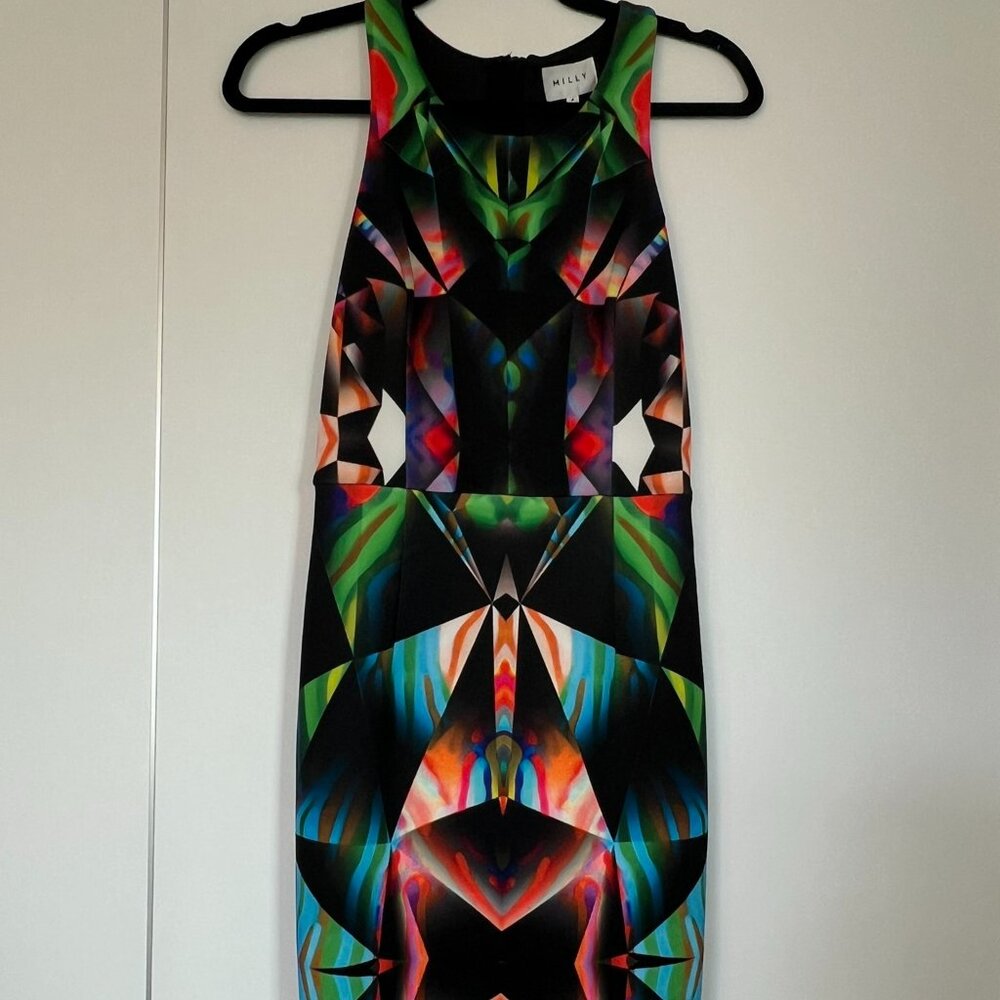 MILLY Prism Print Racerback Sheath Dress Size 4 NWT